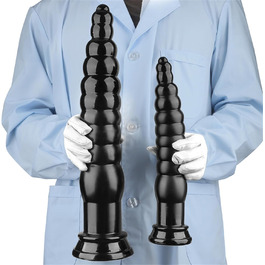 Анальний масажер Soarvlorfy з присоскою, XXL, чорний. Двосторонній анальний дилататор для чоловіків та жінок.