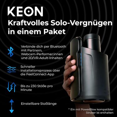 KEON Автоматичний мастурбатор для чоловіків з сумісним Stroker PowerBlow – Інтерактивний контент – Мастурбація для чоловіків – Без рук – Регульована довжина удару KEON