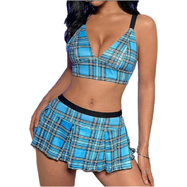 Жіноча еротична білизна MYLLJBD: сексуальний костюм для рольових ігор, студентська форма, колір блакитний, розмір M