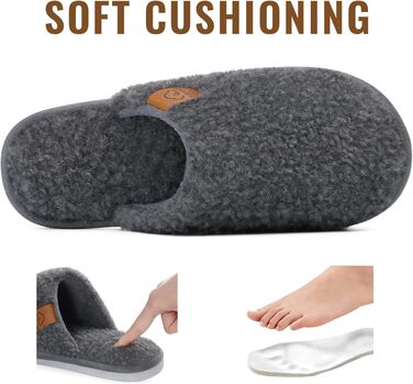 Жіночі м'які капці-тапочки Evshine з ефектом пам'яті (Memory Foam), закриті домашні капці, темно-сірі, розмір 37/37.5 EU