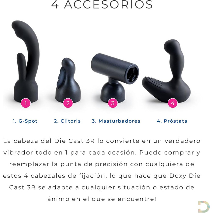 Масажер для тіла Doxy Die Cast 3 - жіночий вібратор, перезарядна Magic Wand, рожевий