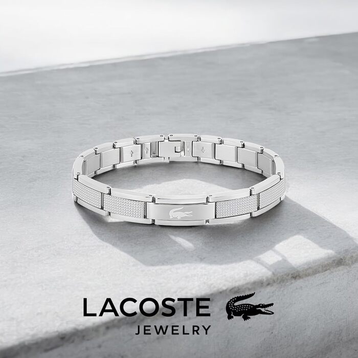 Чоловічий браслет Lacoste STENCIL зі сталі зі сріблястим покриттям та застібкою-карабіном