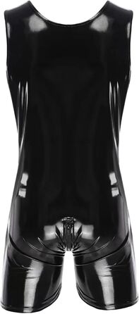 Чоловічий латексний боді Maeau, костюм з блискучої штучної шкіри, чорний, розмір M