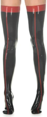 Чорні та прозорі довгі гольфи з латексу з смугами на підошві, GAYLOP, XS