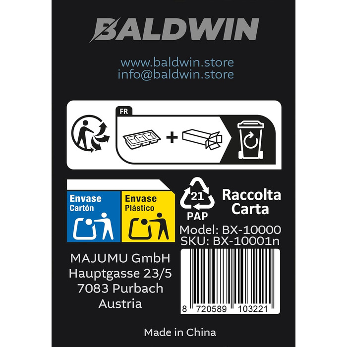 Електробритва для голови BALDWIN 7D з магнітним різальним блоком, водонепроникна для сухого та вологого гоління (в комплекті 1 запасне лезо)