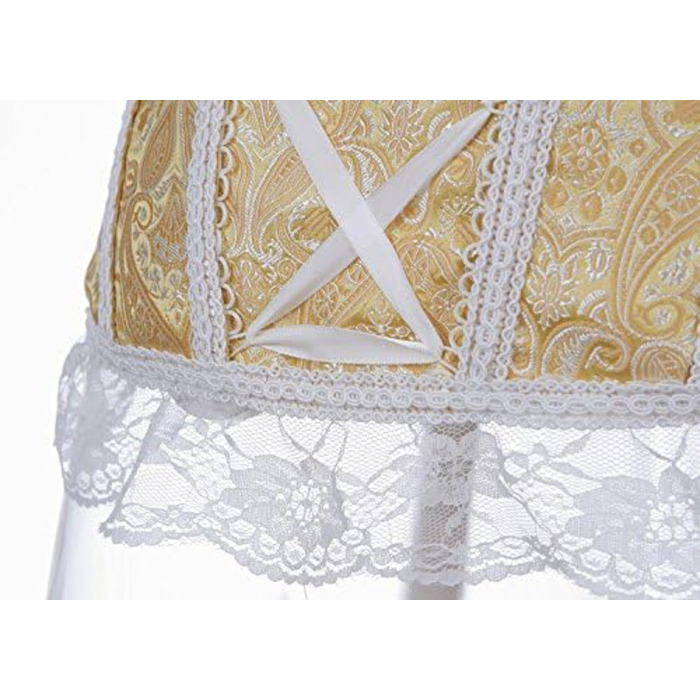 Корсет топ бюстєль для жінок, повні розміри, атлас, квіткова мереживо, шнуровка, білий, артикул 2550 (S, 8108Gelb)