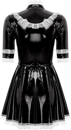 Костюм покоївки Freebily: чорне мереживо, шкіра, мереживний фартух, костюм для карнавалу та Хелловін (XXL)