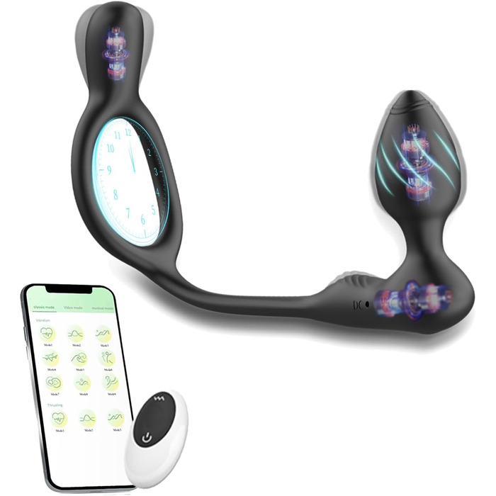 Вібратор для анусу ChicLSQ з кільцем для пеніса та стимуляцією простати. Анальний плаг з пультом керування, 9 режимів вібрації. Секс-іграшки для чоловіків та пар.