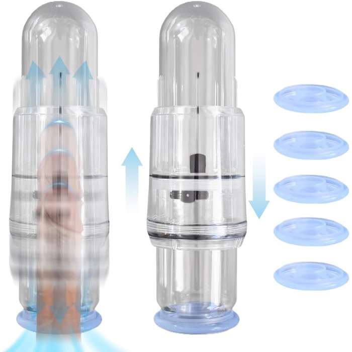 Вакуумна помпа для збільшення пеніса, 5 силіконових кілець, ручна помпа для ерекції та покращення потенції, для чоловіків