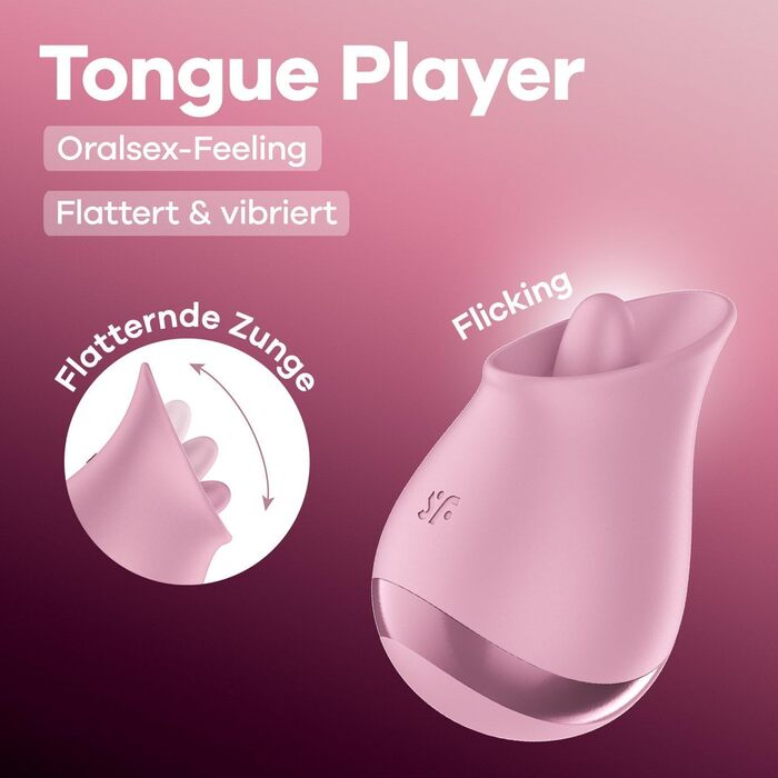 Satisfyer Tongue Player: вібратор для жінок, 8 режимів вібрації та стимуляції язичка, водонепроникний (IPX7), USB-C зарядка, силікон
