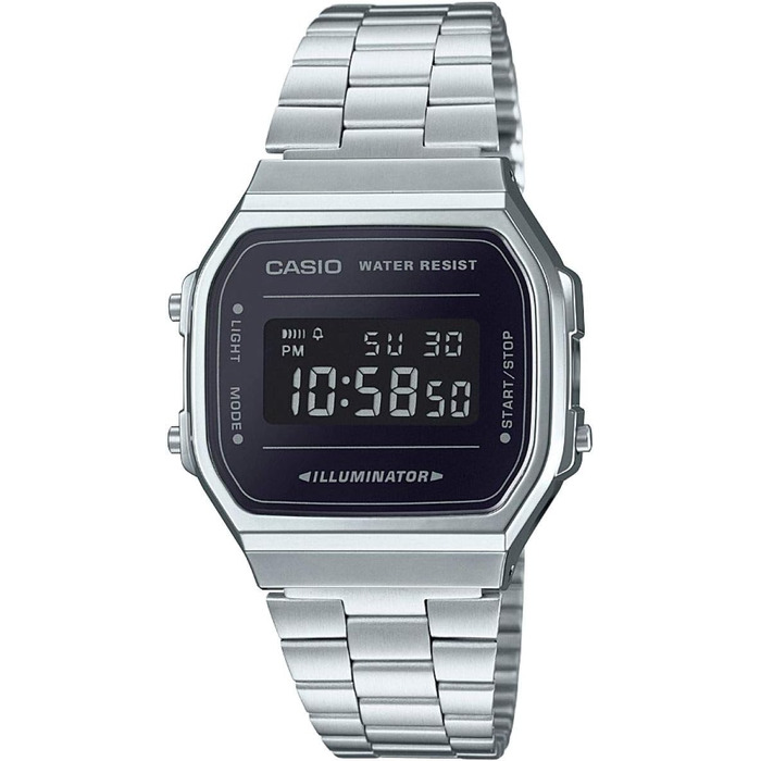 Цифровий кварцовий годинник Casio Unisex зі сталевим браслетом (Сріблястий/Чорний)