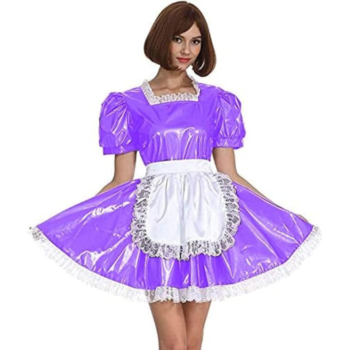 Сукня служниці, короткий рукав, ретро-стиль, Лоліта, PVC, темно-зелений, 3XL