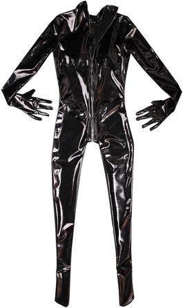 Жіночий латексний комбінезон з блискавкою для сцени та відпочинку, обтягуючий, чорний (M)