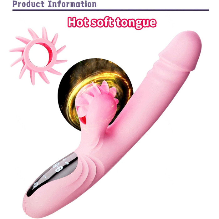 Вібратор для жінок з 9 функціями, нагрівання, силікон, дільдо, масажний стрижень, рожевий