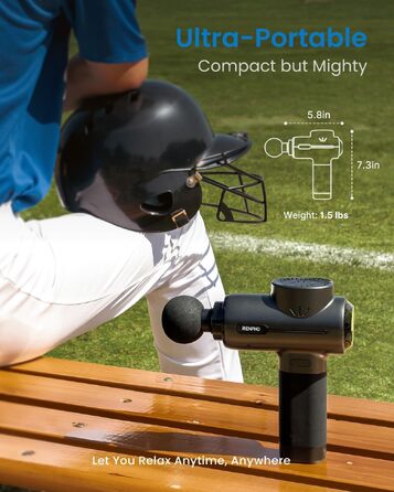 Перкусійний масажер RENPHO Massage Gun Active BK, електричний пістолет для масажу м'язів, 3200 об/хв, акумулятор 2500mAh, USB-C, чорний