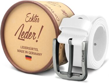 Шкіряний ремінь чоловічий Premium Made in Germany, натуральна шкіра, 40 мм (білий, розмір 105) з подарунковою коробкою