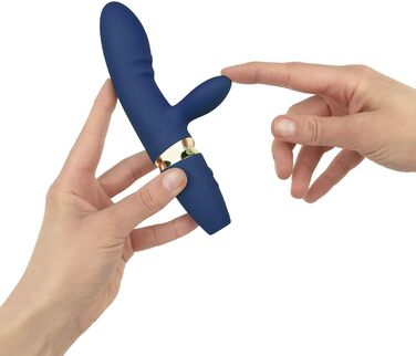 Вібратор AMORELIE Crush – Кролик, 18,5 см, водонепроникний, акумулятор, зелений/блакитний