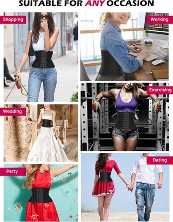 Корсет для фігури жіночий чорний з 9 сталевими кісточками (XL, 20.3 см торс, 9 сталевих кісточок)