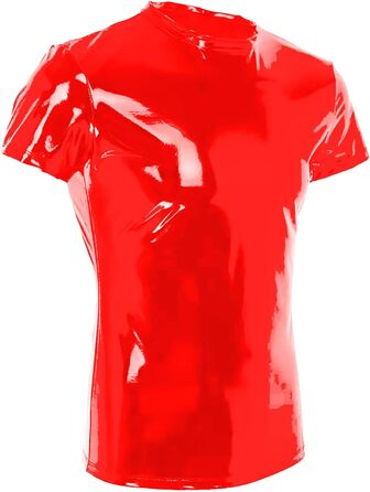 Чоловіча сорочка з лакованої шкіри Wetlook AIEOE, червона, XL - сексуальний образ для вечірок