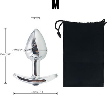 Анальний набір Metall: металевий бутплаг з T-подібною основою (S/M/L), сталевий анальний тренажер-дильдо з кристалом, стимулятор G-точки та простати для жінок та чоловіків