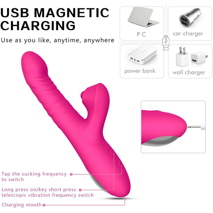 Вібратор для жінок Xuomt 2-в-1 Кролик з вібрацією та шоком, 10 режимів вібрації, 3 режими шоку, анальний вібратор, для пар (жовтий)