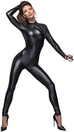 Комбінезон жіночий чорного кольору з ефектом Power Wetlook ручної роботи Noir