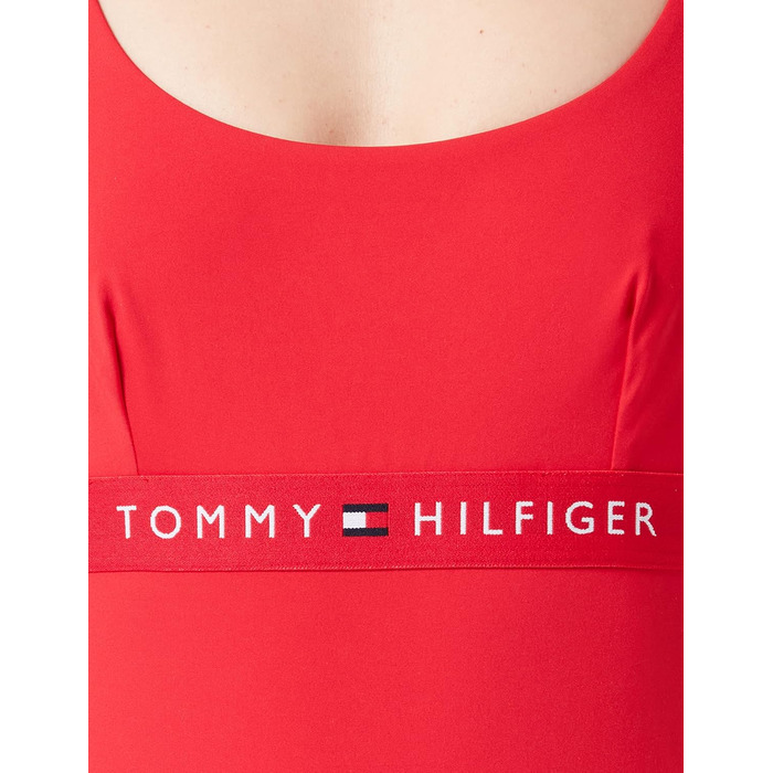 Купальник жіночий Tommy Hilfiger однотонний червоний з вирізами XL