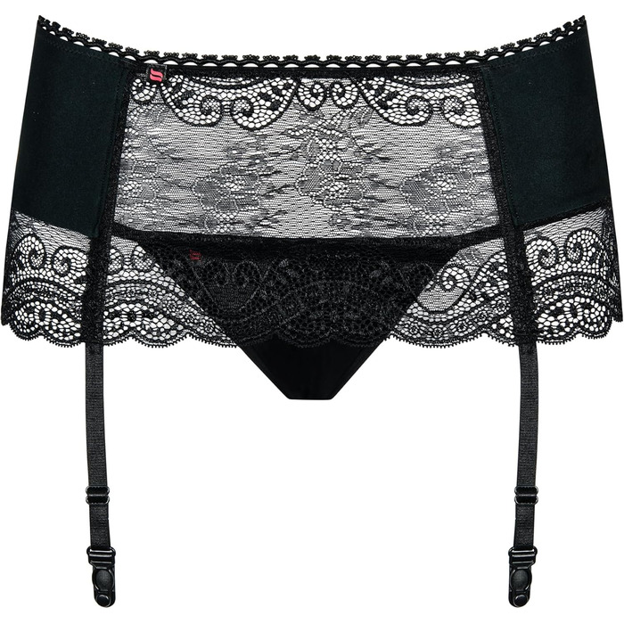 Сексуальний жіночий комплект спідньої білизни Selente Love & Fun з корсетним поясом (танга/шкарпетки опціонально), чорний, L-XL, Made in EU