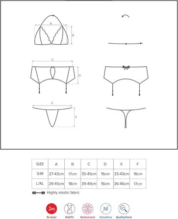 Бюстгальтер Obsessive M819 (S-M, чорний, на бретелях)