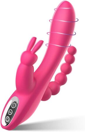 Вібратор для жінок та пар Sxovo 3 в 1: G-точка, кліторальний та анальний стимулятор. 7 режимів, силікон, водонепроникний, рожевий.