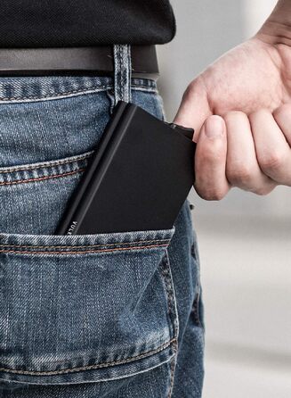 Металевий картхолдер VULKIT з RFID/NFC захистом, чоловівий гаманець-портмоне для 10 карт, чорний