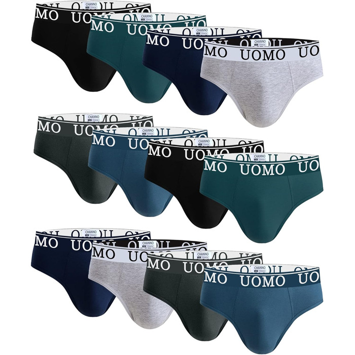 Чоловіча бавовняна білизна Channo: 12 шт. комфортні труси XXL, багато кольорів