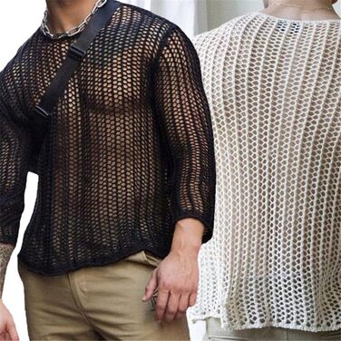 Чоловіча сітчаста футболка з прозорим дизайном для клубу/спортзалу, XXL