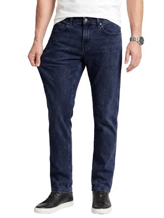 Чоловічі джинси Runcati Slim Fit з бавовни та стрейч, однотонні темно-сині штани для повсякденного та ділового стилю (31W / 30L)