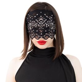 Чорна маска на обличчя з мереживом та стразами для жінок, елегантна венеціанська маска для маскараду, карнавалу, косплею, Хелловіну, Марді Гра, костюмованих вечірок (Чорний (Чіткі стрази))