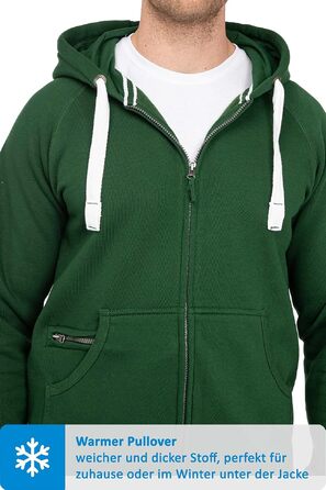 Чоловіча толстовка на блискавці з капюшоном Happy Clothing — теплий худі з флісом, бавовняна суміш, Regular Fit, зелений (S-5XL)