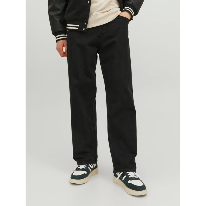 Чоловічі широкі джинси Jack & Jones JJIALEX Baggy Fit, чорний денім, 30W / 32L
