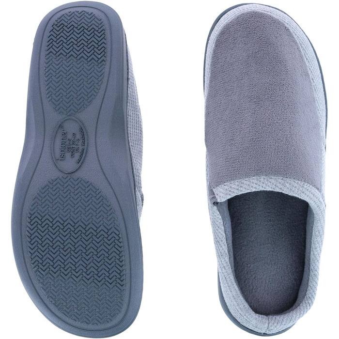Чоловічі домашні капці Isotoner Travis Slip-on з мікрофротте та вафельної тканини, колір сірий (Asche), розмір 46.5/48 EU