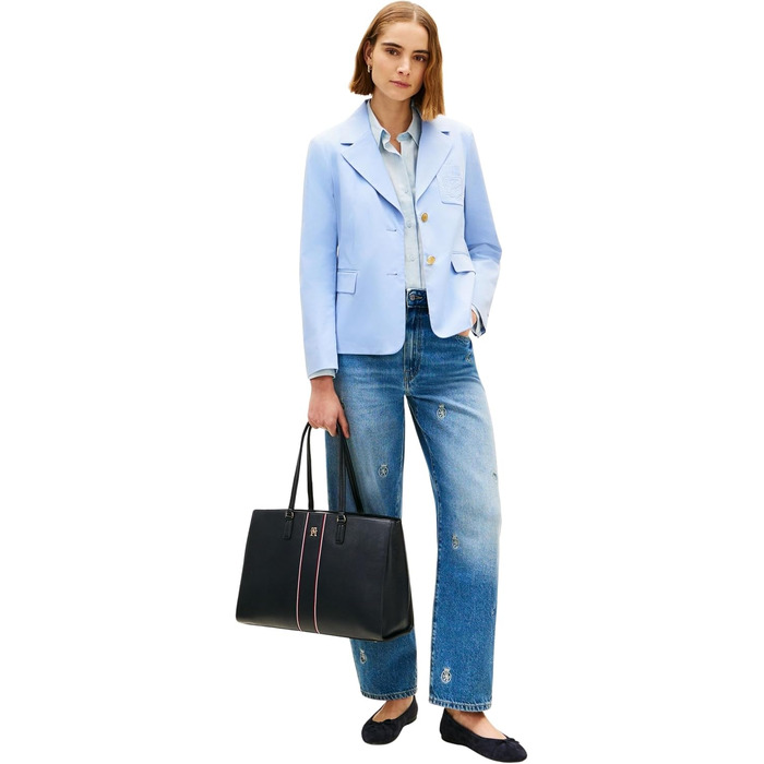Жіноча сумка-шопер Tommy Hilfiger Daily з брендингом, синя (Space Blue), універсальний розмір