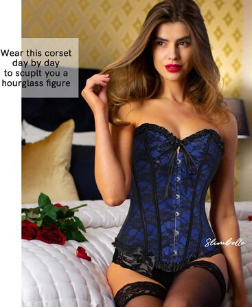 Корсетний топ SLIMBELLE для повних грудей: готичний корсет з мереживом та еко-шкіри, бюстгальтер-корсет з тангі, сталеві кісточки
