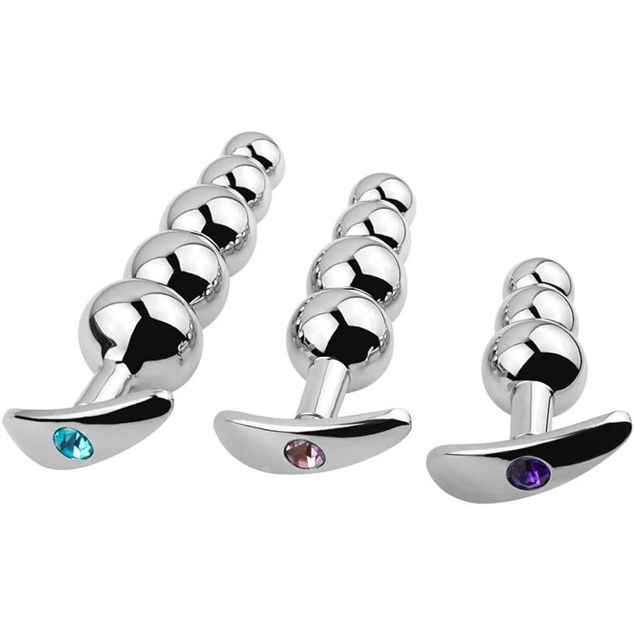 Анальні іграшки для дорослих: набір металевих анальних пробок з G-точком (3 шт.)