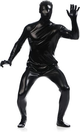 Чоловічий боді Leemqcyа, глянцевий, металік, Wetlook, з маскою, лакована шкіра, чорний, L/165-175см