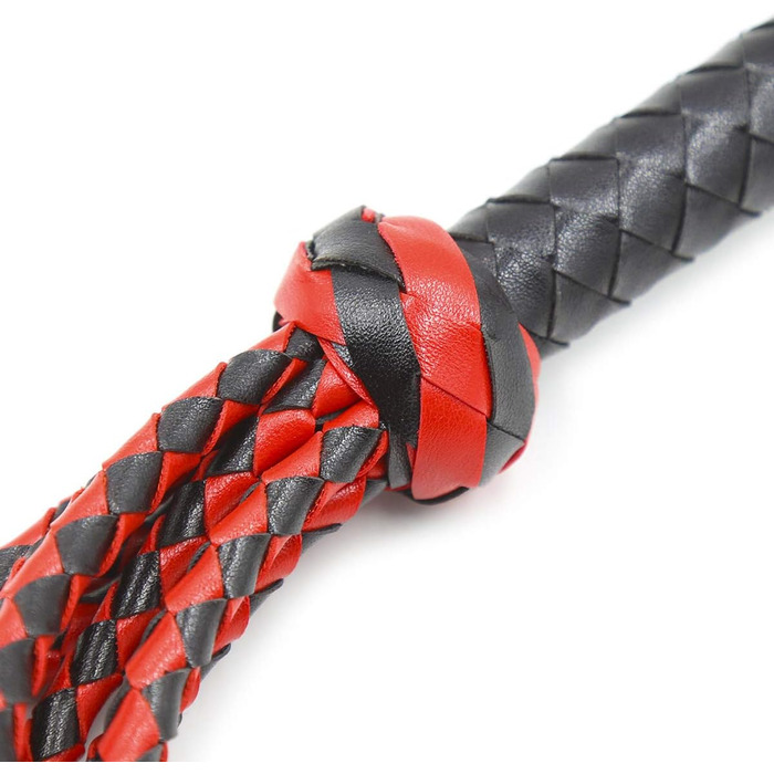 Крійська батіг з шкіри, 8 шт., чорно-червоний плетіння, з бахромою. Ідеально для виступів, BDSM, сексуальних ігор та фетишу.