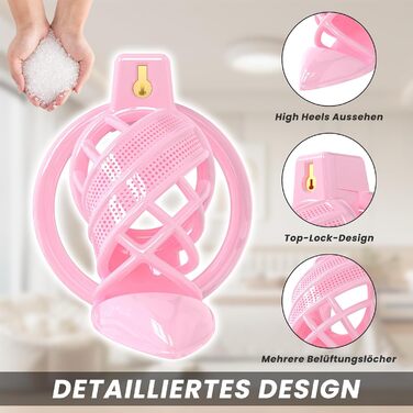 Набір для БДСМ: клітка для статевих органів, вібратор, 6 кільця для пеніса, керування через додаток, для чоловіків та пар (рожевий)