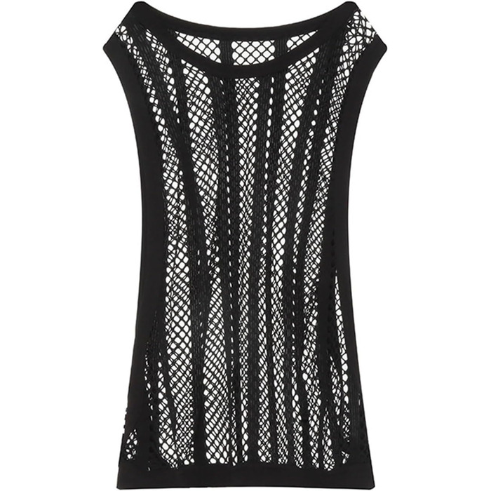 Чоловіча майка з сіткою, без рукавів, з принтом 'риба-сітка', прозора, чорна та біла (L)