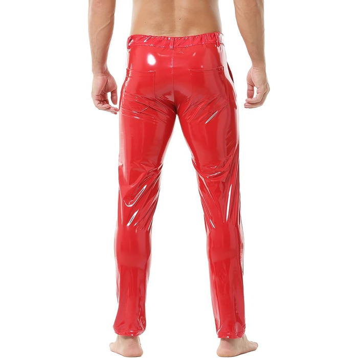 Чоловічі штани QiaTi: стильні, зручні, з еластичною тканини, прямі штанини, для мотоциклів та клубів (червоний, M)