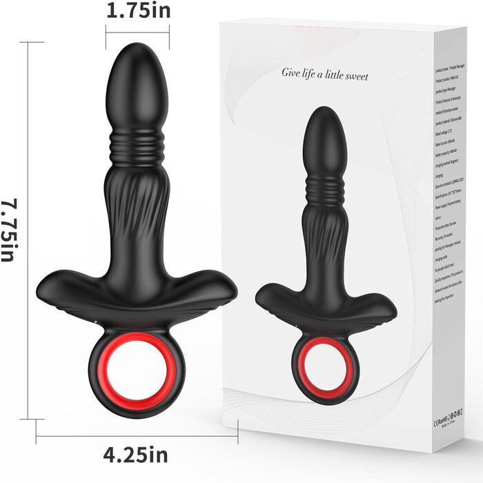 Анальний вібратор для чоловіків та жінок, пульту управління, 9 режимів, чорний
