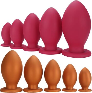 Анальний плагін JFRong з силікону, 5 розмірів, з присоскою, для анального та вагінального використання, стимулятор G-точки, масаж простати, анальні іграшки для дорослих (Golden-L)