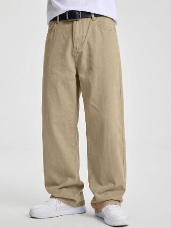 Чоловічі джинси Baggy JMIERR Y2K з ефектом stretch, широкі денімові штани (L, Khaki)
