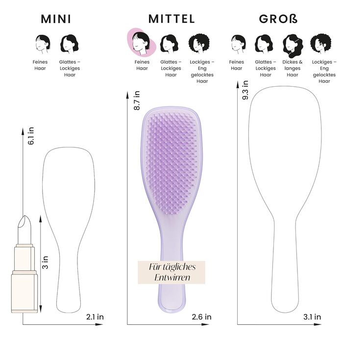 Щітка для волосся Tangle Teezer Ultimate Detangler для фарбованого, тонкого та рідкого волосся, фіолетова — двогодинна щетина для зменшення ламкості та виплухування